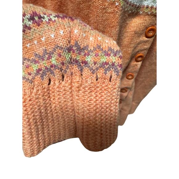 Vintage Tiara Women Fair Isle Knit Cardigan – Orange Multi – Size 1X - Picture 5 of 7